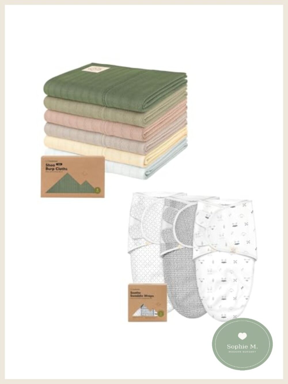 6-Pack Baby Burp Cloths & 3-Pack Swaddle Sleep Sacks Cotton Newborn Essential